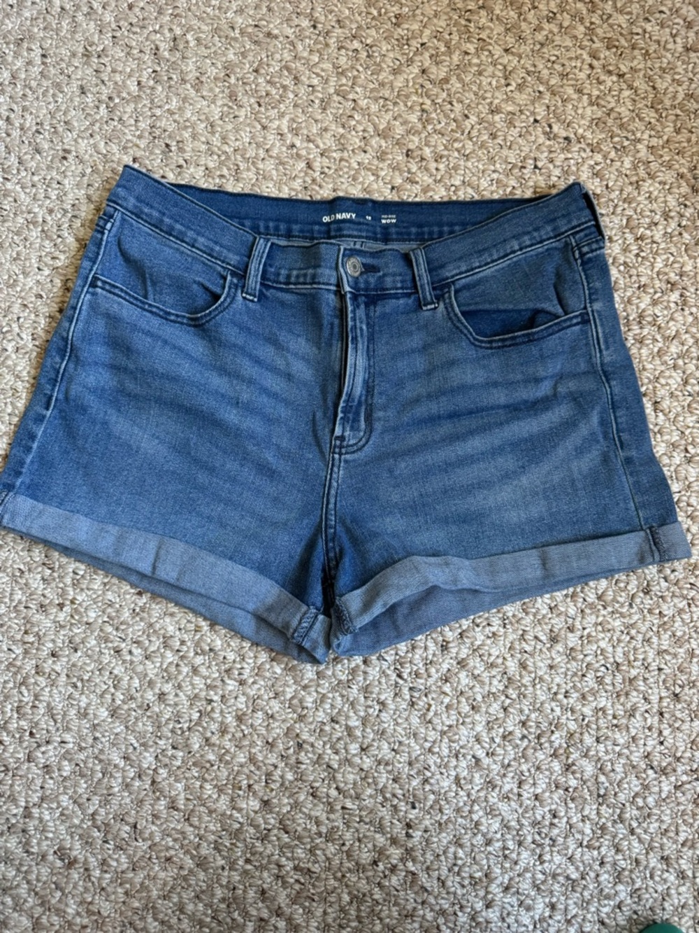 Old Navy Dark Blue Rolled Hem Denim Shorts Womens Sz 12 EUC Mid Rise